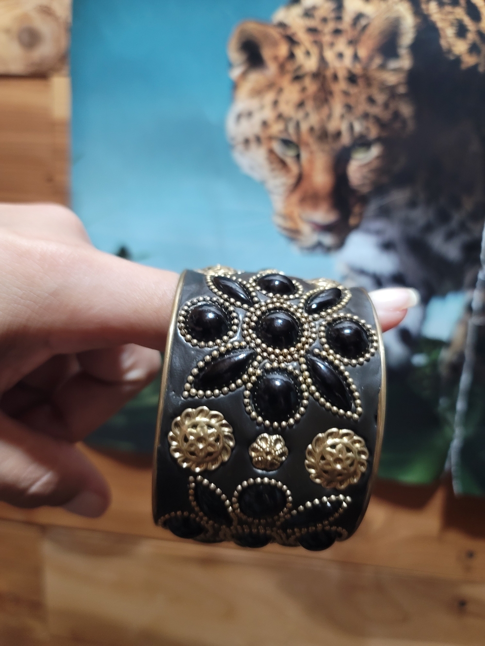 Vintage Black and Gold Statement Bracelet